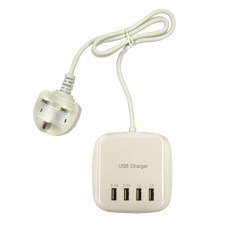 20W 100-240V 4USB 3.2A USB Charging British Regulatory Power Strip Socket UK Plug White