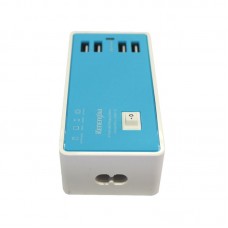 4-USB 4A 100-240V USB Charging Socket with Charging Cable EU Plug Blue