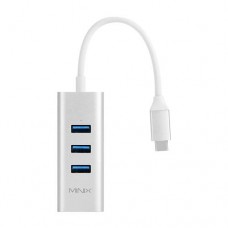 MINIX NEO C-UESI USB-C to 3-port USB 3.0 and Gigabit Ethernet Adapter - Silver