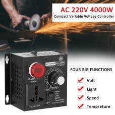 AC 220V 4000W Compact Variable Voltage Controller Portable Speed Temperature Light Voltage Adjuatable Dimmer