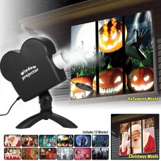 Christmas Halloween Window Display Laser DJ Stage Lamp Spotlights Projector Wonderland 12 Movies Xmas Projection Light EU Plug