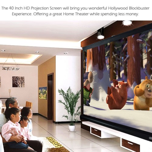 40-inch HD Projection Screen Manual Pull Up Folding Tabletop Projecting Screen Aspect Ratio 4:3 Portable Projection Screen for DLP Projector Handheld Projector