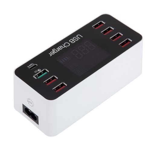 A9 Plus Multi-function Smart USB Charger LCD Display 8 Ports AC100-240V