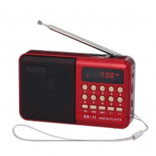 Mini FM Radio Portable MP3 Player TF Card U Disk Playback Built-in Speaker 3.5mm Headphone Jack Red