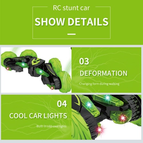 2.4Ghz 3D Rotating Drift Fancy Stunt Car Racing Drift Deformation Buggy LED Flip Car Robot