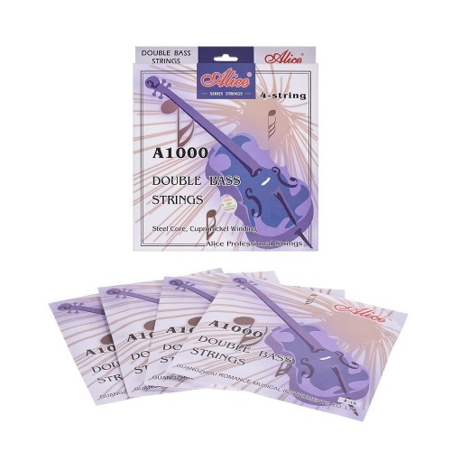Alice A1000 Full Set (G-D-A-E) Double Bass Strings Steel Core Cupronickel Winding, 4pcs/set
