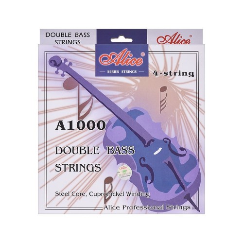 Alice A1000 Full Set (G-D-A-E) Double Bass Strings Steel Core Cupronickel Winding, 4pcs/set