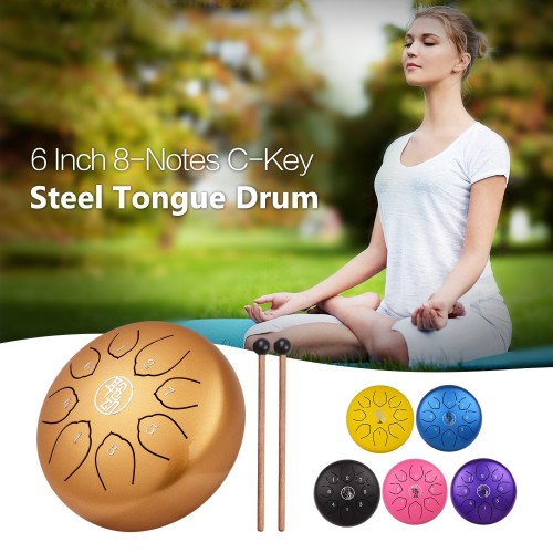 6 Inch Steel Tongue Drum Handp-Notes C-Key Percan Drum