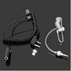 Anti-Radiation Noise Cancelling 2-Pin In-Ear Air Duct Earpiece Earphone with Microphone for Walkie Talkies Black & Transparent