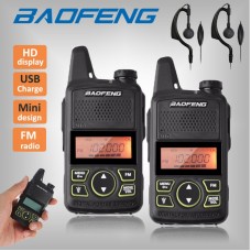 2pcs BaoFeng BF-T1 400-470MHz 20CH Walkie Talkie with Earphones US Plug