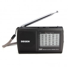 Degen DE321 FM Stereo Radio MW SW DSP World Band Receiver Black