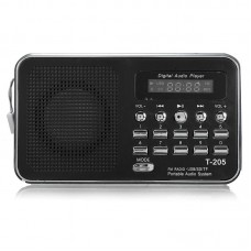 Mini LCD Digital FM Radio Speaker USB TF Card MP3 Music Player Black